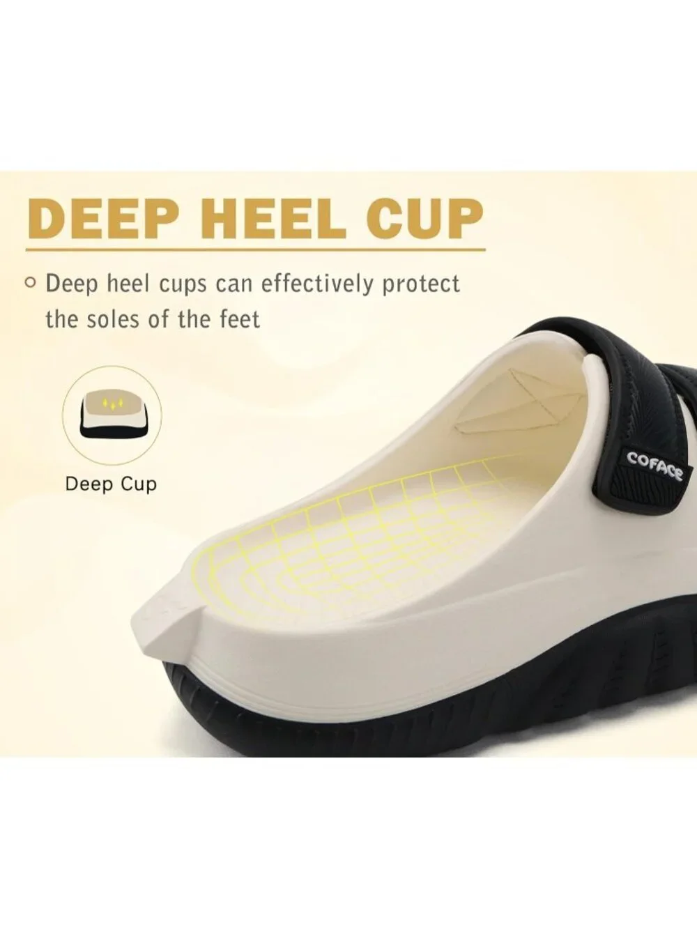 Men's Black&White Recovery Sandals Orthopaedic Walking Slides Adjustable Thick